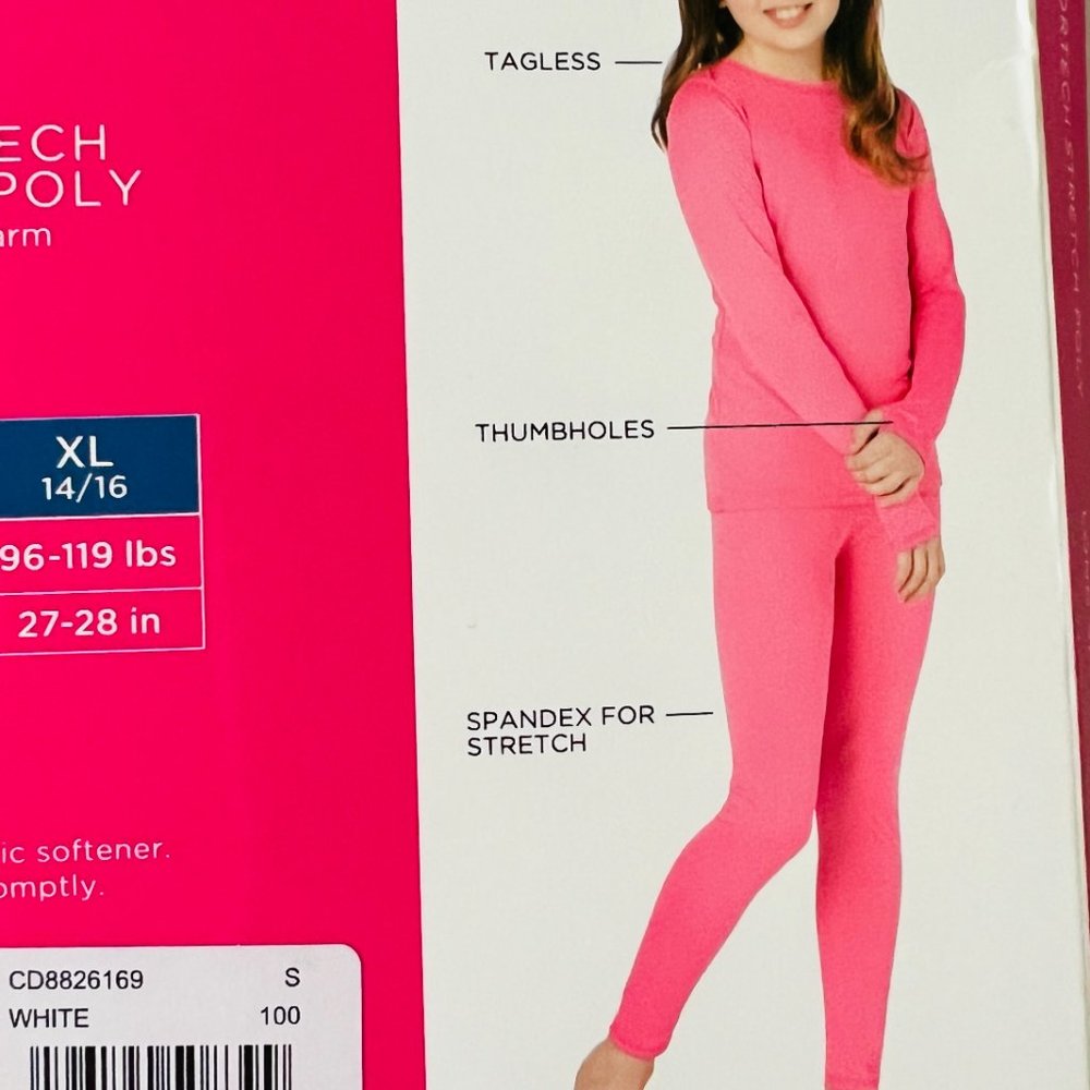CUDDL DUDS Girls 2 Piece Stretch Poly Long Sleeve Crew & Leggings NWT Size Small - Picture 6 of 6